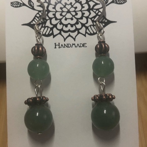 Fancy Green Jasper & Copper Earrings - Picture 2 of 8